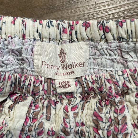 Perry Walker Collective The Ophelia Top block print pink cream off shoulder crop - Picture 6 of 12